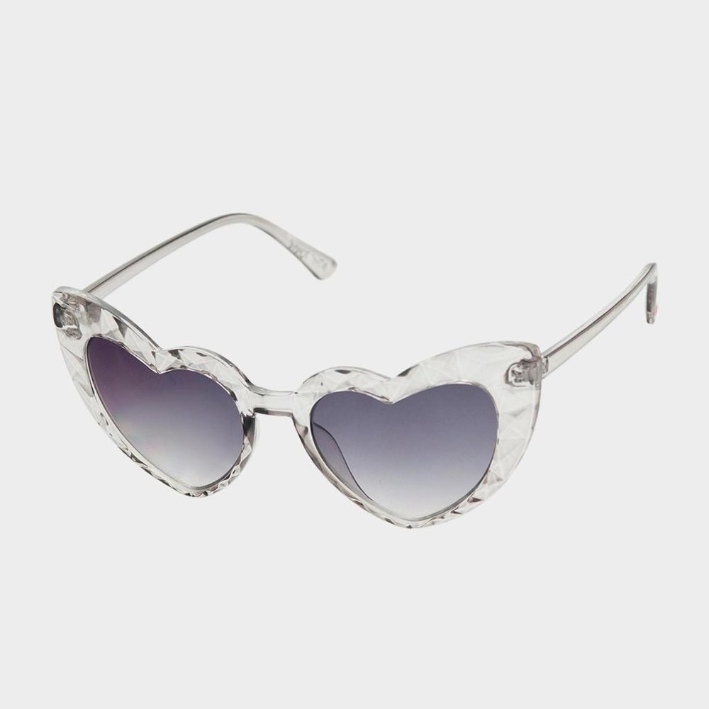 Betsey Johnson Crystal Clear Heart Sunglasses Grey